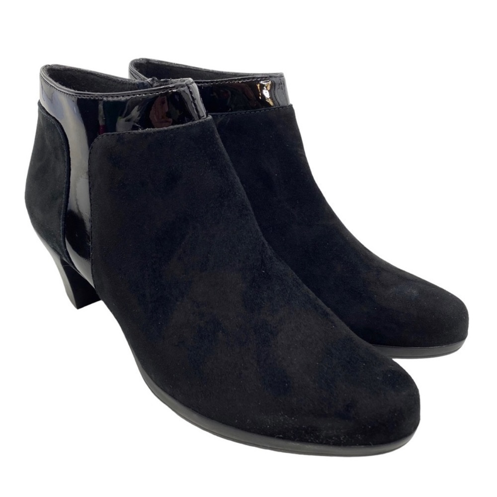 Munro Hope Women's Black Leather w/patent trim Ankle Boots 7.5. NWOT